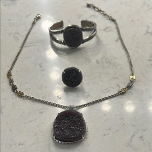 Elegant Silver and Purple Jewelry Set
